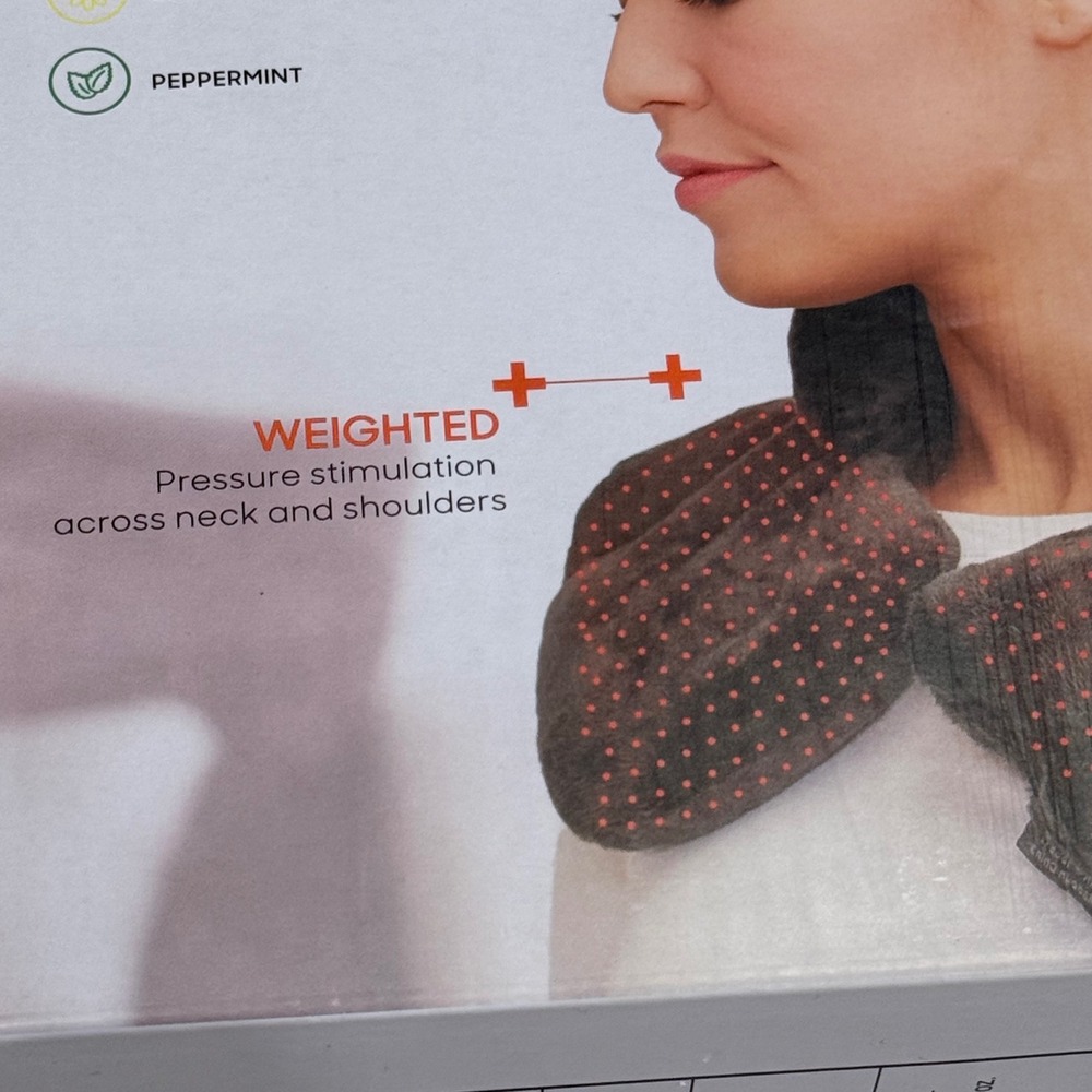 Sharper Image Heated Neck and Shoulder Wrap Weighted Herbal Aromatherapy Grey - Picture 3 of 7